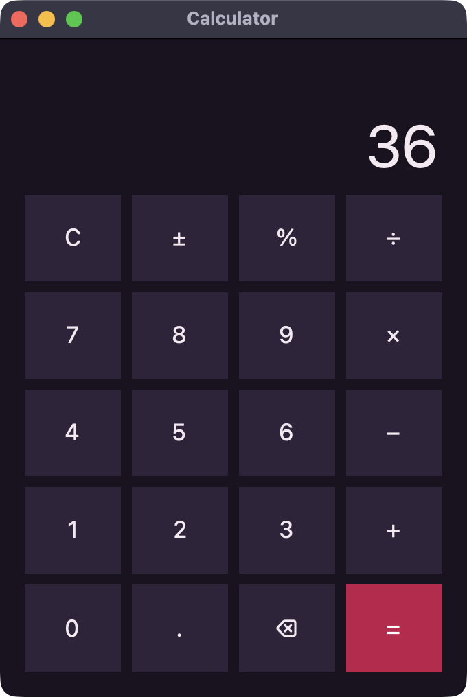 Screenshot of the Calculator app