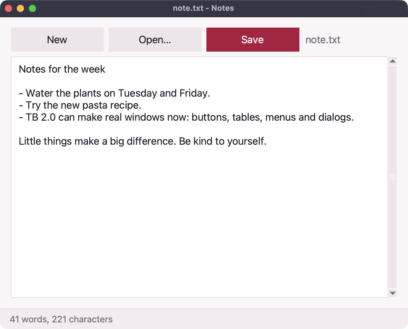 Screenshot of the Notes app